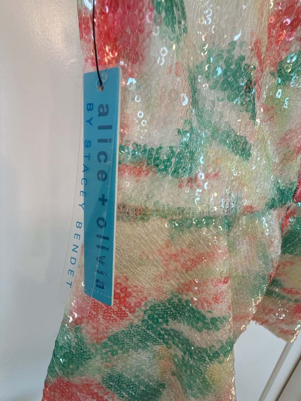 alice + olivia Rosie Abstract Garden Sequined Peplum Top - Picture 9 of 9